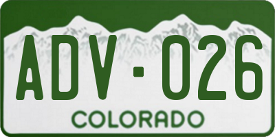 CO license plate ADV026