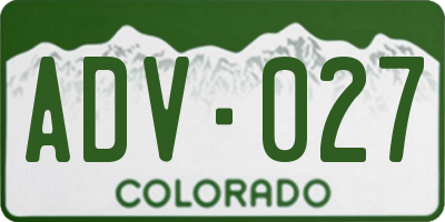 CO license plate ADV027