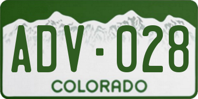 CO license plate ADV028