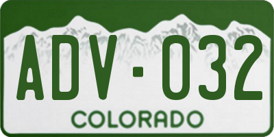 CO license plate ADV032