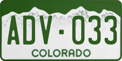 CO license plate ADV033