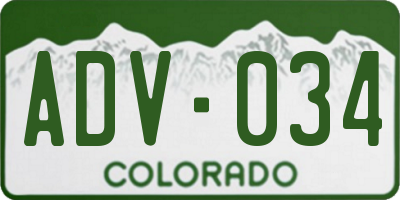 CO license plate ADV034