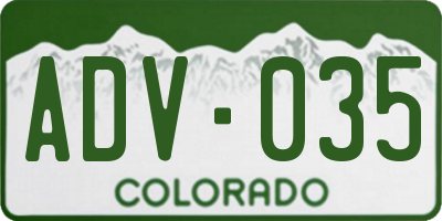 CO license plate ADV035