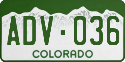 CO license plate ADV036