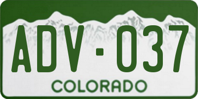 CO license plate ADV037