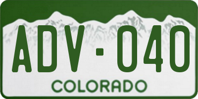 CO license plate ADV040