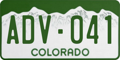 CO license plate ADV041