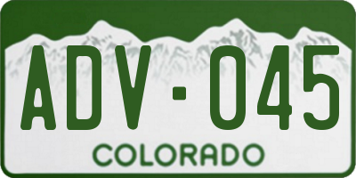 CO license plate ADV045
