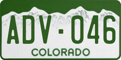 CO license plate ADV046