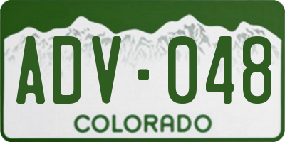 CO license plate ADV048