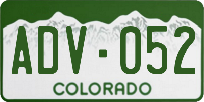 CO license plate ADV052