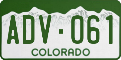 CO license plate ADV061