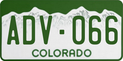 CO license plate ADV066