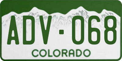 CO license plate ADV068