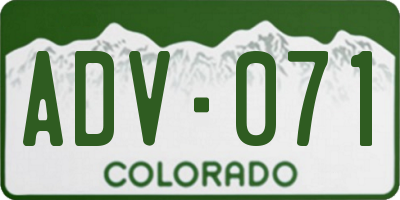 CO license plate ADV071