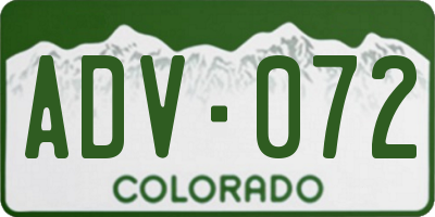 CO license plate ADV072