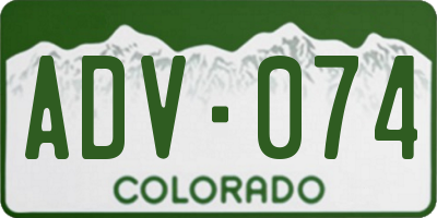 CO license plate ADV074