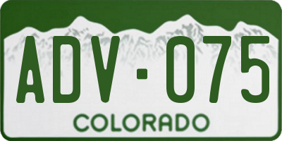 CO license plate ADV075