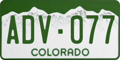 CO license plate ADV077