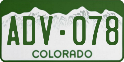 CO license plate ADV078