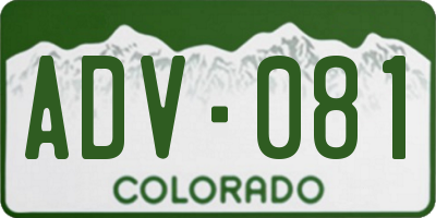 CO license plate ADV081