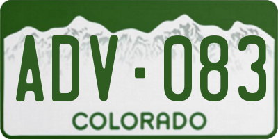CO license plate ADV083