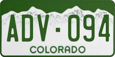 CO license plate ADV094