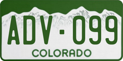 CO license plate ADV099