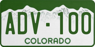 CO license plate ADV100
