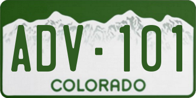 CO license plate ADV101