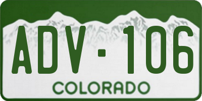 CO license plate ADV106