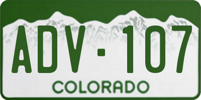 CO license plate ADV107