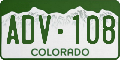 CO license plate ADV108
