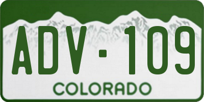 CO license plate ADV109