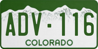 CO license plate ADV116