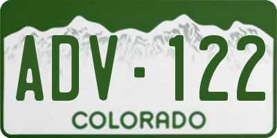 CO license plate ADV122