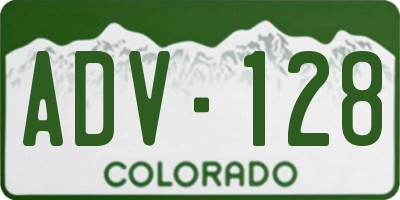 CO license plate ADV128