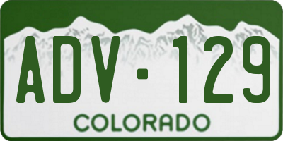 CO license plate ADV129