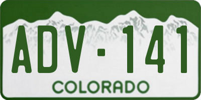 CO license plate ADV141