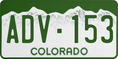CO license plate ADV153