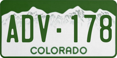 CO license plate ADV178