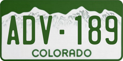 CO license plate ADV189