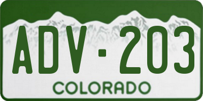 CO license plate ADV203