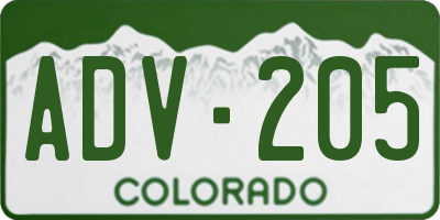 CO license plate ADV205