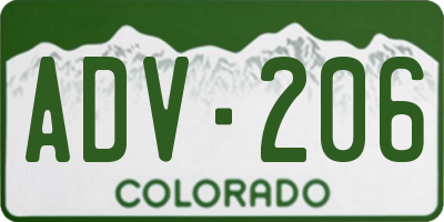 CO license plate ADV206