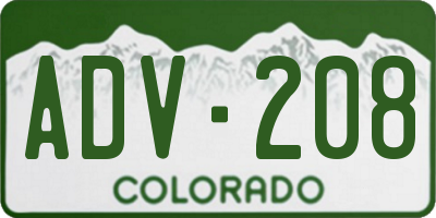 CO license plate ADV208
