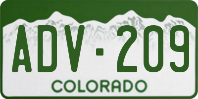 CO license plate ADV209