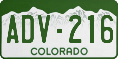 CO license plate ADV216