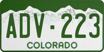 CO license plate ADV223