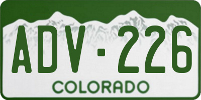 CO license plate ADV226